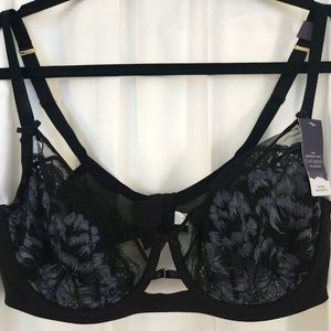 Cacique Unlined Balconette Bra 42D Black and lavender